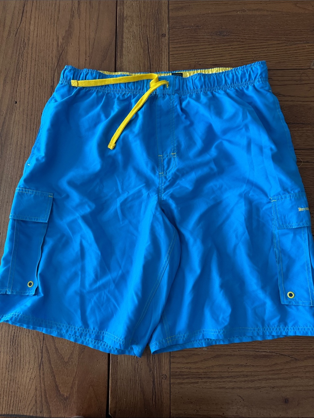 Polo by Ralph Lauren Blue Swim Trunks with Yellow Drawstring